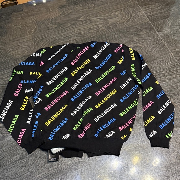 Balenciaga Black Multicolor Logo Zip-Up Sweater - Picture 4 of 6